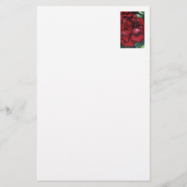 "Red, Red, Rose" Floral Stationery (Front)