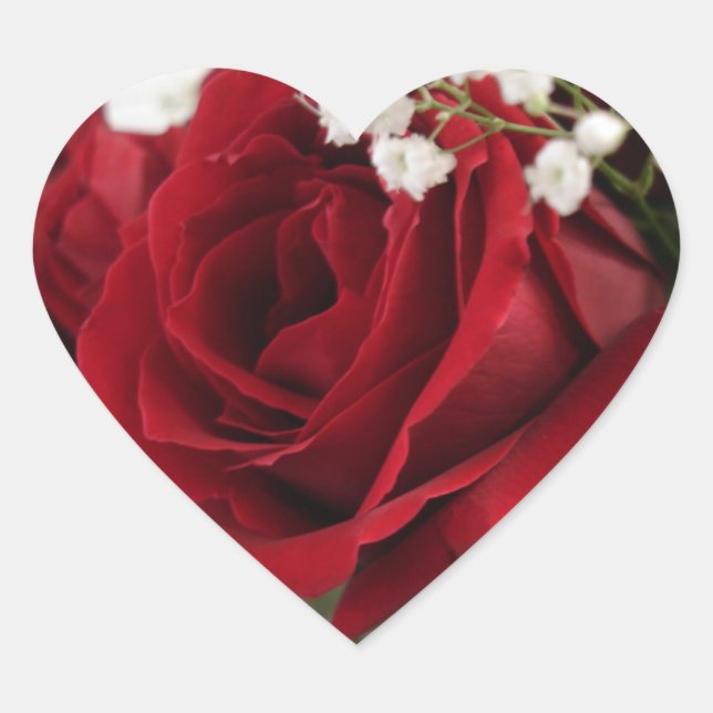 Red Red Rose - Heart Shaped Sticker (Front)