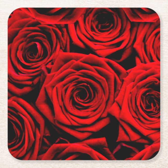 Red Red Roses Paper Coaster (Front)