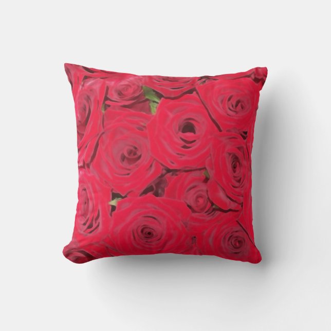 Red Red Roses Throw Pillow (Front)