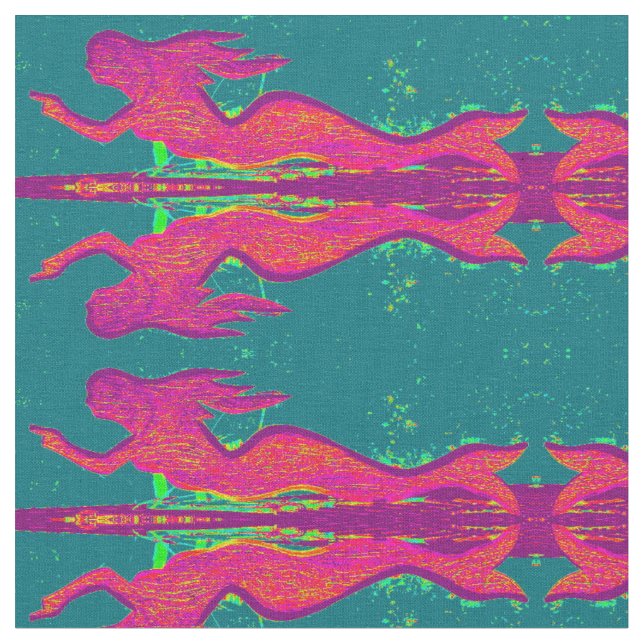 red reflecting mermaids fabric (Close Up)