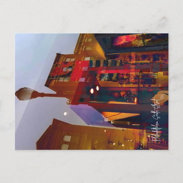 Red reflections on the streets of Philadelphia Postcard (Front)