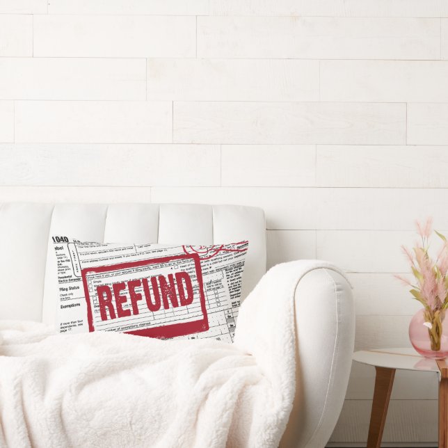 Red Refund Stamp On a 1040 IRS Form Lumbar Pillow (Couch)