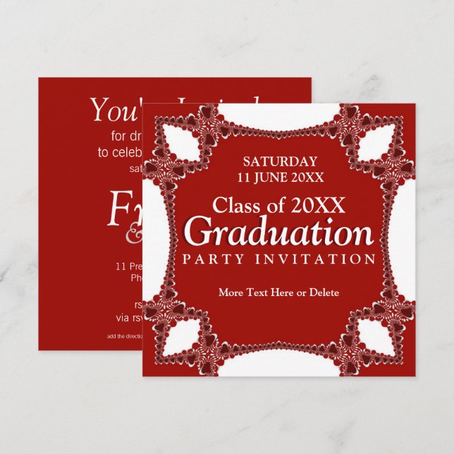 Red Regalia Graduation Invitation (Front/Back)