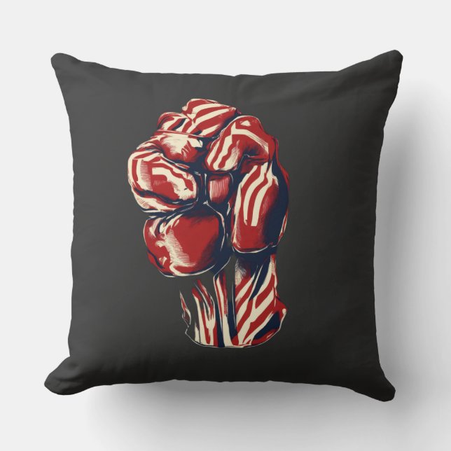 Red Reign: Dynamic Power Design" Throw Pillow (Front)