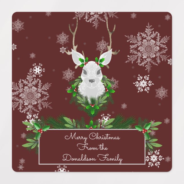 Red Reindeer Baking Labels (Design 1)