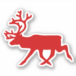 Red Reindeer / Caribou Silhouette