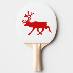 Red Reindeer / Caribou Silhouette Ping Pong Paddle