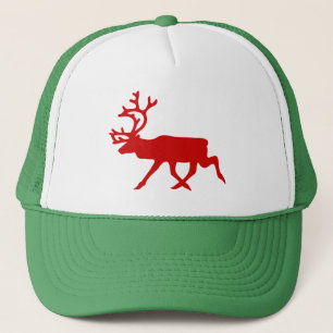 Red Reindeer / Caribou Silhouette Trucker Hat
