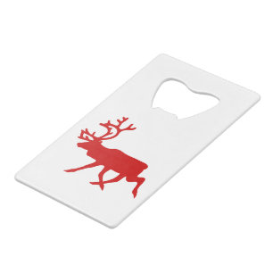 Red Reindeer / Caribou Silhouette Wallet Bottle Opener