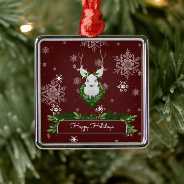 Red Reindeer Ceramic Ornament (Tree)