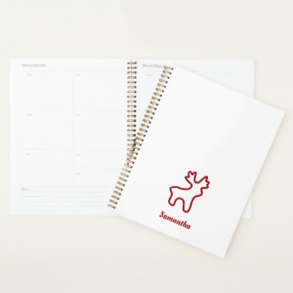 Red Reindeer Contour Personalized Name Planner