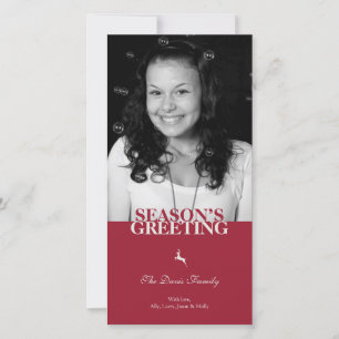 Red reindeer elegant chic Christmas holiday custom Card