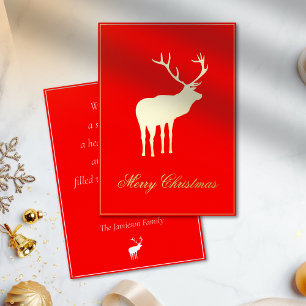 Red Reindeer Elegant Gold Foil Holiday Card