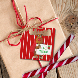 Red Reindeer North Pole Special Delivery Christmas Favour Tags