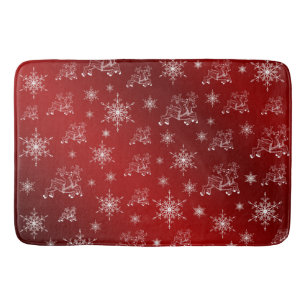 red,reindeer, star, stars, snowflake, christmas bath mat