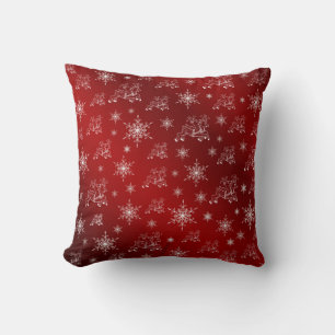 red,reindeer, star, stars, snowflake, christmas throw pillow