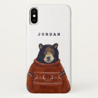 Red Reindeer Sweater Bear | Add Your Name