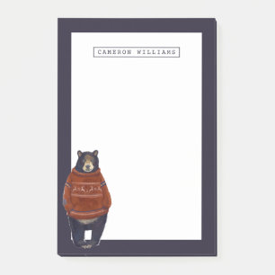 Red Reindeer Sweater Bear   Add Your Name Post-it Notes