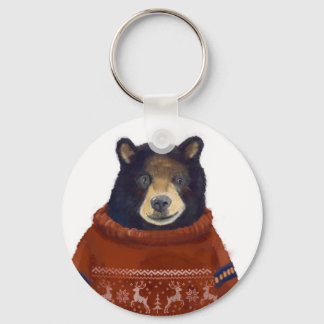 Red Reindeer Sweater Bear Keychain