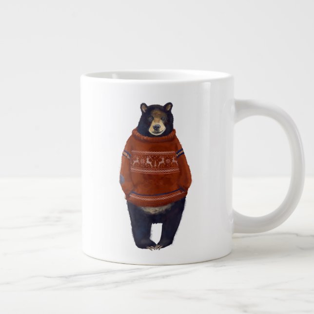 Red Reindeer Sweater Bear Large Coffee Mug (Right)