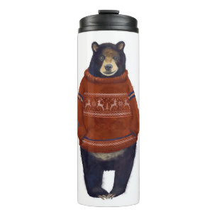 Red Reindeer Sweater Bear Thermal Tumbler