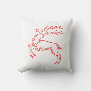 Red Reindeer Throw Pillow