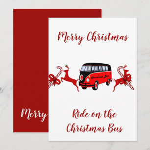 Red Reindeers Candy Stick Christmas Bus Card