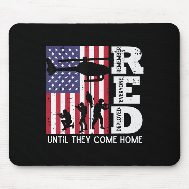 RED Remember Everyone Deployed Flag Helicopter Mem Mouse Pad (Front)