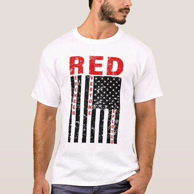 RED Remember Everyone Deployed Flag mens shirt (Front)