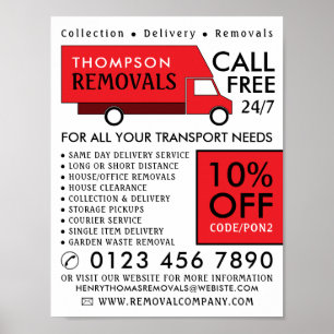 Red Removal Van, Removal Company Advertising Poster