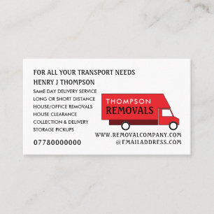 Red Removal Van, Removal Company Business Card