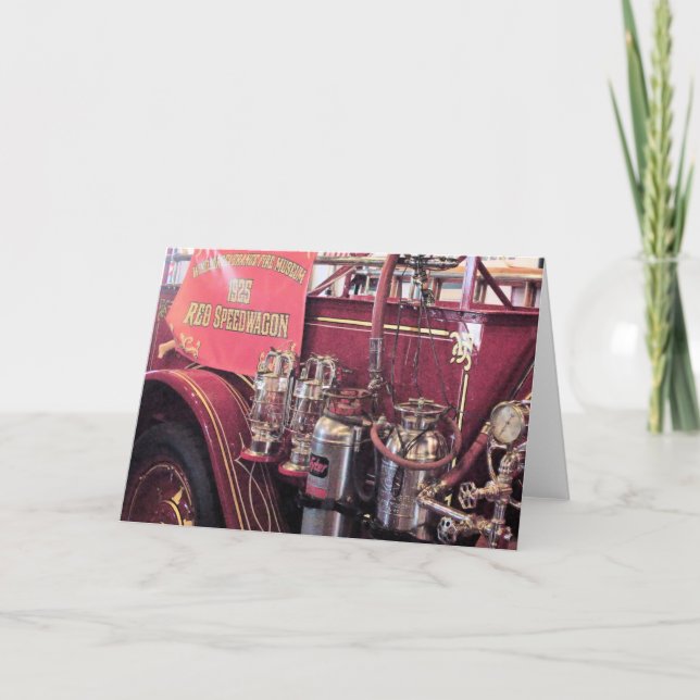 Red REO Speed Wagon Fire Engine   Card (Front)
