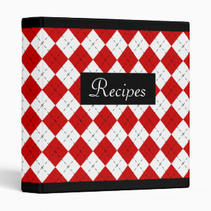 Red Retro Argyle Recipe Binder Scrapbook Gift