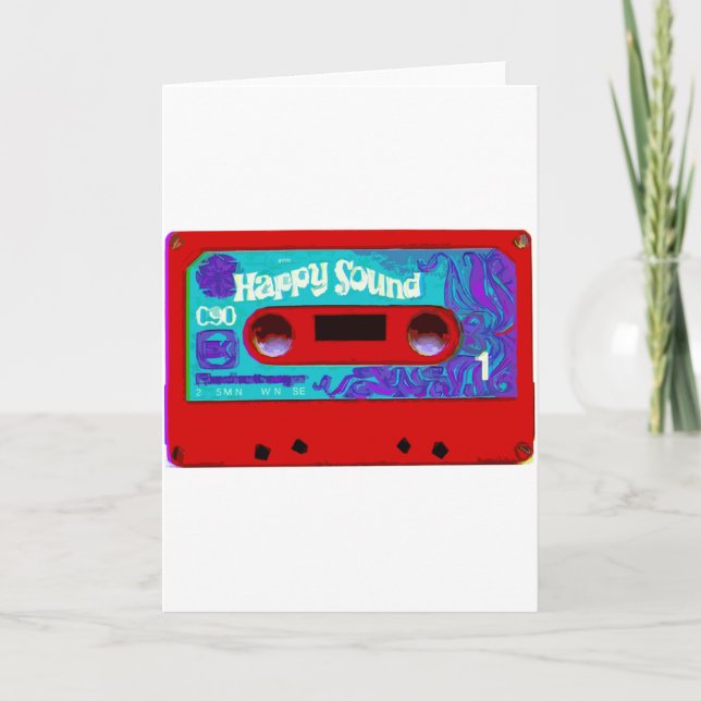 Red Retro Audio Cassette Tape Holiday Card (Front)