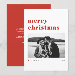 Red Retro Bold Typography Merry Christmas Photo Holiday Card