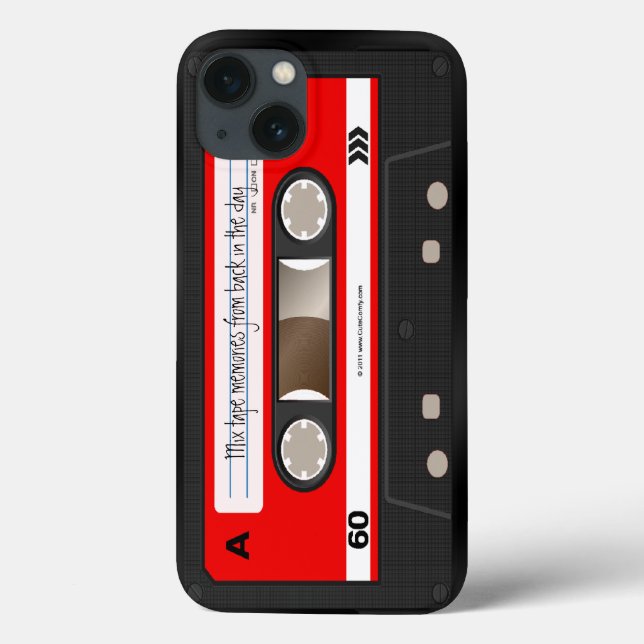 Red Retro Cassette Tape Personalized Case (Back)