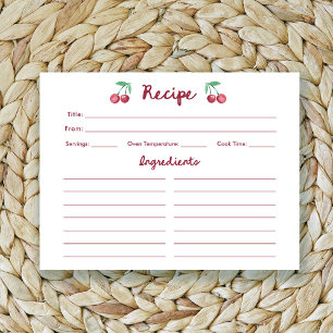 Red Retro Cherries   Bridal Shower Recipe Card