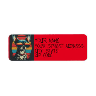 Red Retro Chihuahua Dog Return Address Label