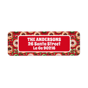 Red Retro Christmas Doughnuts Red Tartan Plaid