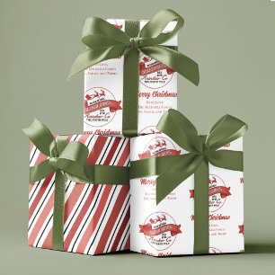 Red Retro Christmas Santa Personalized Wrapping Paper Sheet