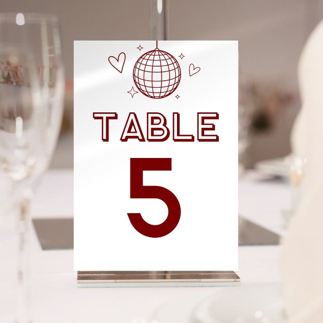 Red Retro Disco Groovy Large Table Numbers (Red Retro Disco Groovy Large Table Numbers)