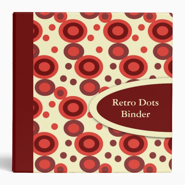 Red Retro Dots 2" Designer Binders (Front)