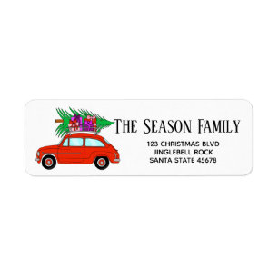 Red Retro Fiat 500 with Christmas Gifts
