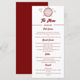 Red Retro Groovy Disco 70s Wedding Menu
