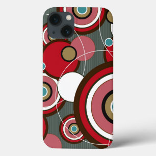 Red Retro Mod Funky Abstract Circles Phone Case