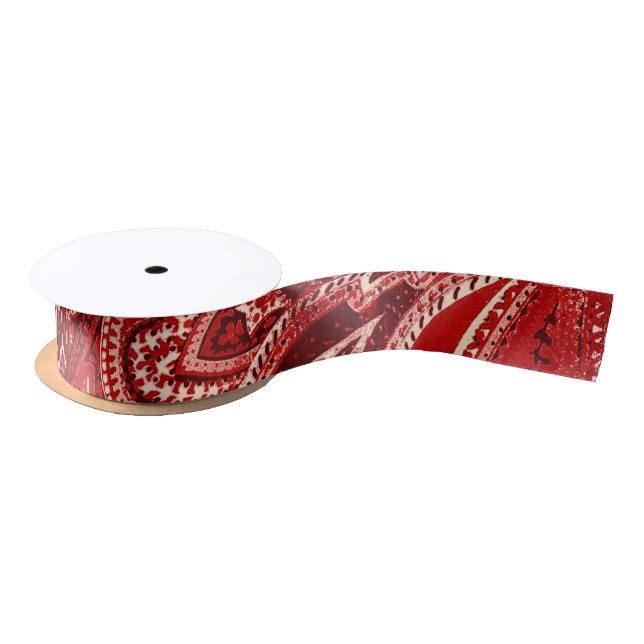 Red Retro Paisley Bandanna/Bandana Satin Ribbon (Spool)