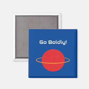 Red Retro Planet, Classic Sci-Fi Space Cartoon Magnet