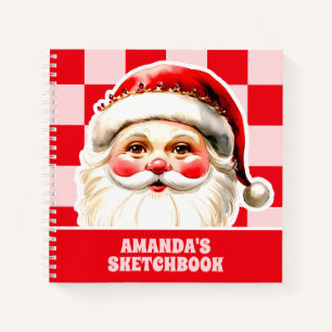 Red Retro Santa Claus Christmas Kids Sketchbook Notebook