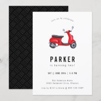 Red Retro Scooter Theme Birthday